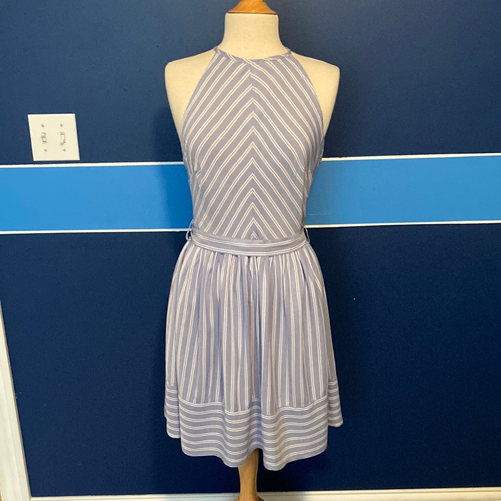 Halter dress.  Light blue/white.  Sz M. Unbranded.